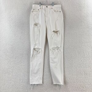 GRLFRND‎ White Denim Skinny Distressed Jeans Womens Mid-Rise Casual Size 27